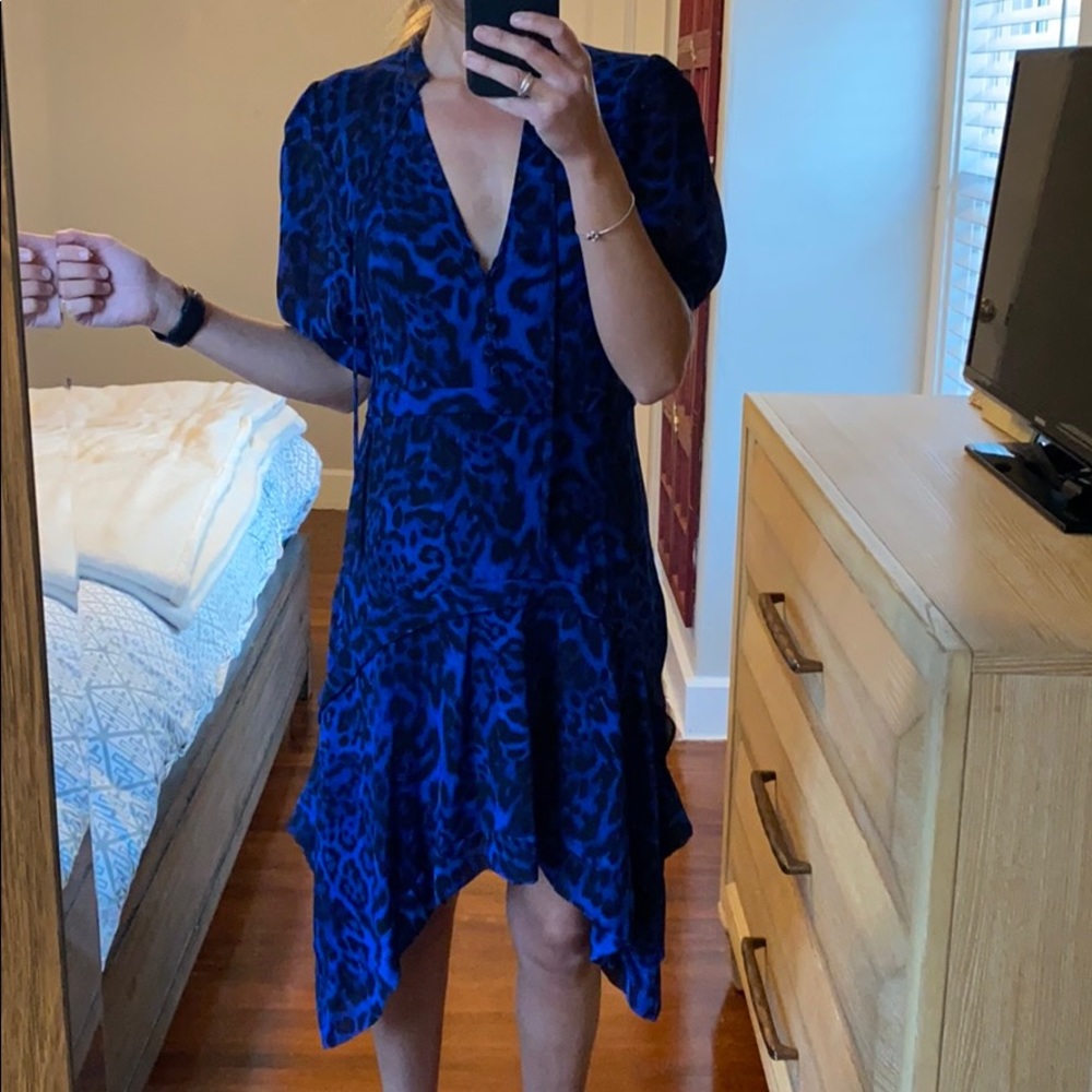 Michael Kors Dark Blue Print Midi Dress